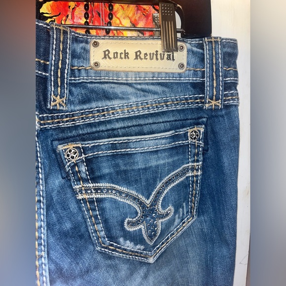 Rock Revival Denim - ROCK REVIVAL Jeans size 28! Bedazzled on the back pockets✨. Super cute Y2K!